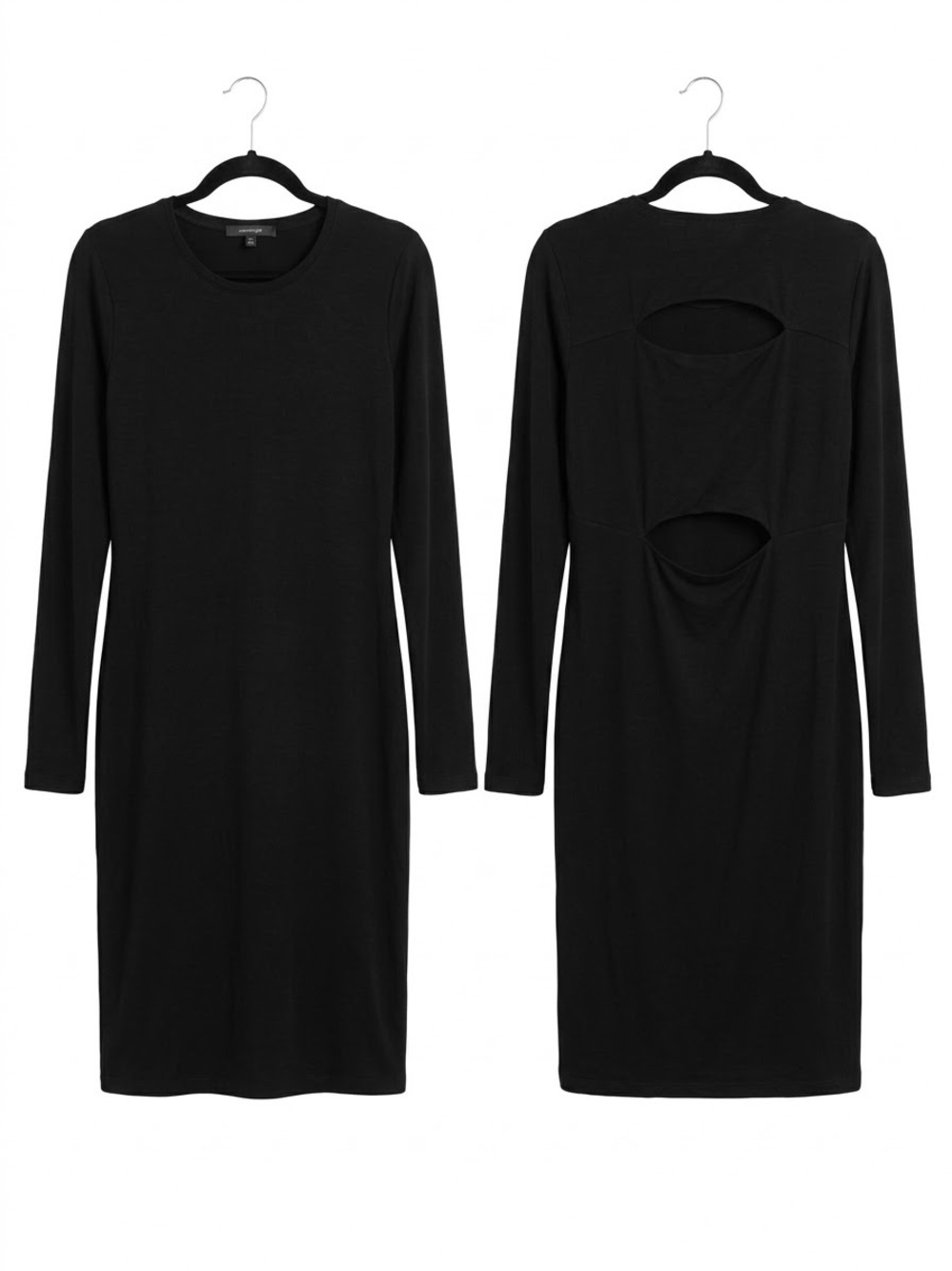 BCBGMAXAZRIA Black Long-Sleeve Cutout Midi Dress